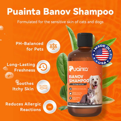 Puainta Banov Shampoo for Dogs & Cats – Gentle Relief for Sensitive & Itchy Skin